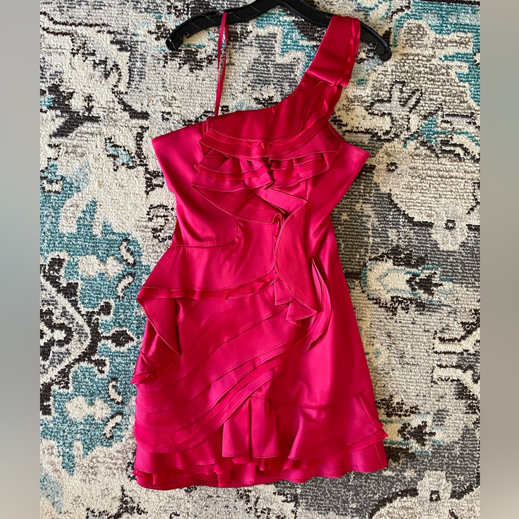 Bcbgmaxazria Jonesy Dress. Ruby Red Size 8 One Shoulder Cocktail Dress. Nwot.